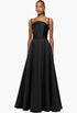 Curved Crystal Neckline Taffeta Gown